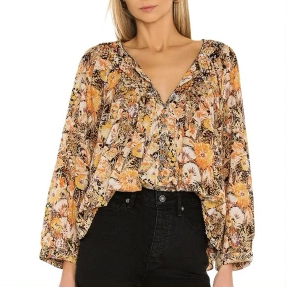 Free People We The Free Small Midnight Combo Floral Cool Meadow Boho Top